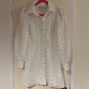 Anthropologie Mare Mare White Lace Long Sleeve Dress